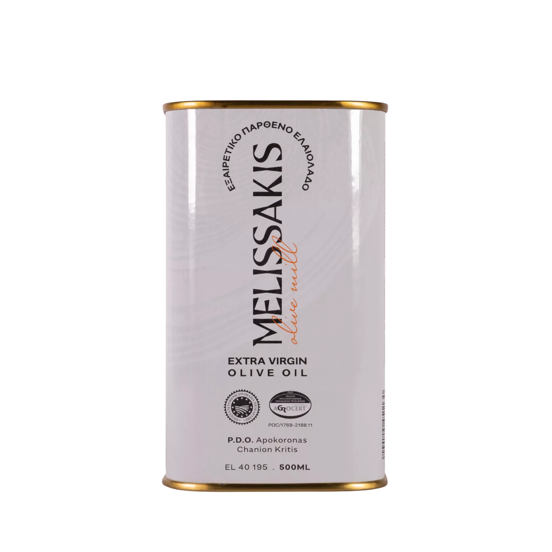 Puszka oliwy z oliwek extra virgin PDO Apokoronas Melissakis 500 ml