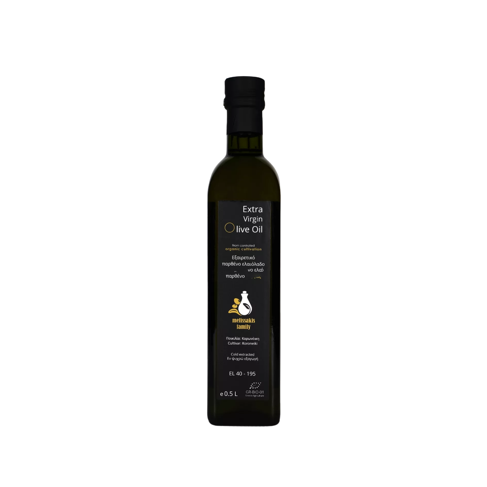 Butelka oliwy z oliwek BIO extra virgin Melissakis 500 ml